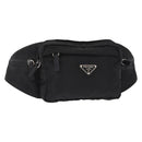 PRADA Body Bag Nylon Black Silver Auth 154536-1