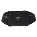 PRADA Body Bag Nylon Black Silver Auth 154536-2