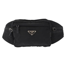 PRADA Body Bag Nylon Black Silver Auth 154536 - 0