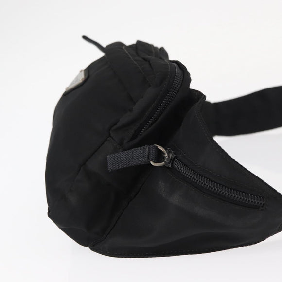 PRADA Body Bag Nylon Black Silver Auth 154536