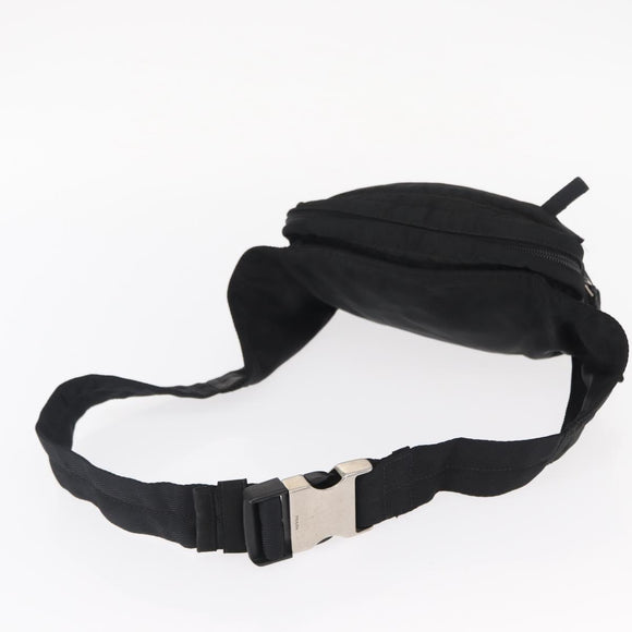 PRADA Body Bag Nylon Black Silver Auth 154536