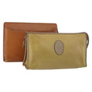 SAINT LAURENT Clutch Bag Leather 2 Set Beige Brown Auth 154537-1