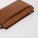 SAINT LAURENT Clutch Bag Leather 2 Set Beige Brown Auth 154537-5