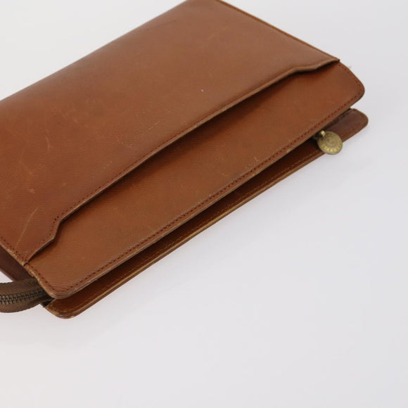 SAINT LAURENT Clutch Bag Leather 2 Set Beige Brown Auth 154537