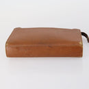 SAINT LAURENT Clutch Bag Leather 2 Set Beige Brown Auth 154537-6