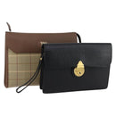 Burberrys Nova Check Clutch Bag Canvas Leather 2 Set Black Beige Auth 154538-1