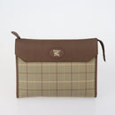 Burberrys Nova Check Clutch Bag Canvas Leather 2 Set Black Beige Auth 154538-2