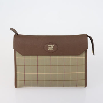 Burberrys Nova Check Clutch Bag Canvas Leather 2 Set Black Beige Auth 154538 - 0