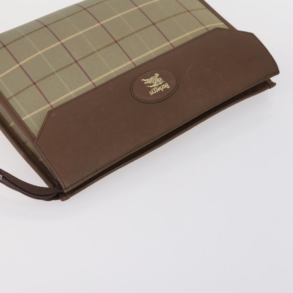 Burberrys Nova Check Clutch Bag Canvas Leather 2 Set Black Beige Auth 154538