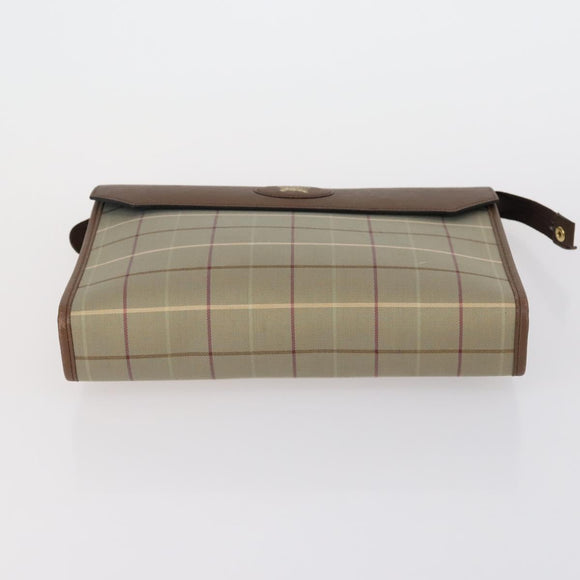 Burberrys Nova Check Clutch Bag Canvas Leather 2 Set Black Beige Auth 154538