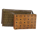 FENDI MCM Zucchino Canvas Vicetos Logogram Bag PVC 2 Set Brown Beige Auth 154539-1