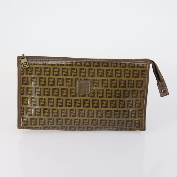 FENDI MCM Zucchino Canvas Vicetos Logogram Bag PVC 2 Set Brown Beige Auth 154539