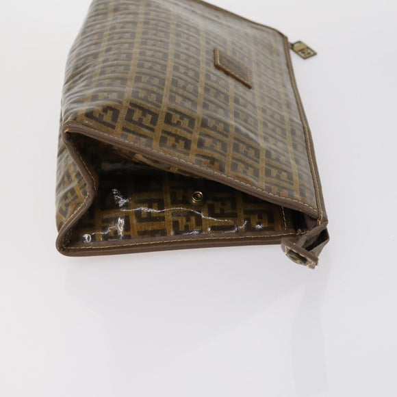 FENDI MCM Zucchino Canvas Vicetos Logogram Bag PVC 2 Set Brown Beige Auth 154539