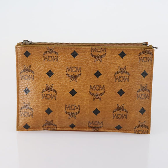 FENDI MCM Zucchino Canvas Vicetos Logogram Bag PVC 2 Set Brown Beige Auth 154539