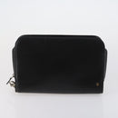 CARTIER Clutch Bag Leather 2 Set Bordeaux Black Auth 154541-10