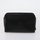 CARTIER Clutch Bag Leather 2 Set Bordeaux Black Auth 154541-11