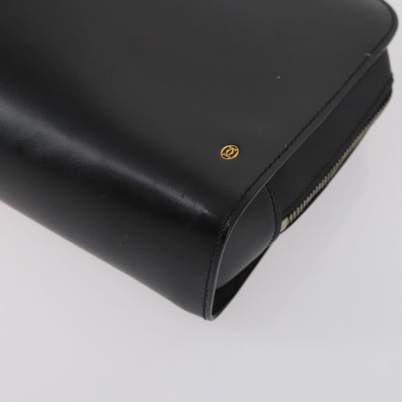 CARTIER Clutch Bag Leather 2 Set Bordeaux Black Auth 154541