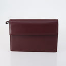 CARTIER Clutch Bag Leather 2 Set Bordeaux Black Auth 154541-2