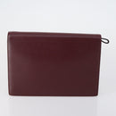 CARTIER Clutch Bag Leather 2 Set Bordeaux Black Auth 154541-3