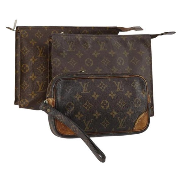 LOUIS VUITTON Monogram Clutch Bag 3 Set LV Auth 154543
