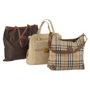 Salvatore Ferragamo Celine Burberry Shoulder Bag 3 Set Beige Brown Auth 154544-1