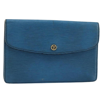 LOUIS VUITTON Epi Montaigne 27 Clutch Bag Blue M52655 LV Auth 154577