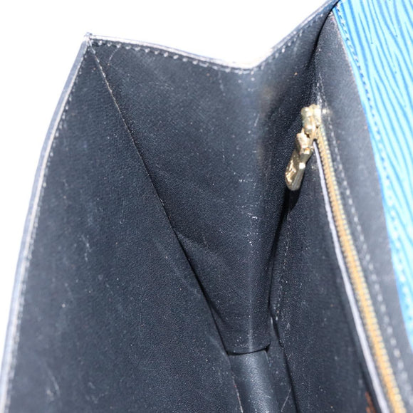 LOUIS VUITTON Epi Montaigne 27 Clutch Bag Blue M52655 LV Auth 154577
