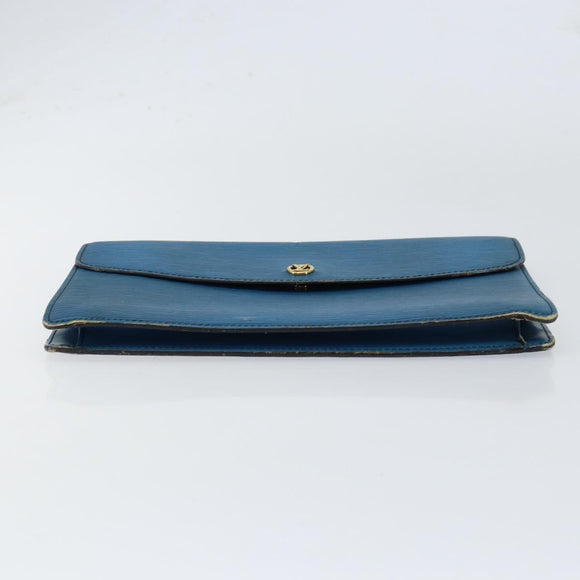 LOUIS VUITTON Epi Montaigne 27 Clutch Bag Blue M52655 LV Auth 154577