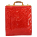 LOUIS VUITTON Monogram Vernis Stanton Tote Bag Red M91078 LV Auth 154578-2
