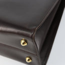 BALLY Hand Bag Leather Brown Gold Auth 154579-16