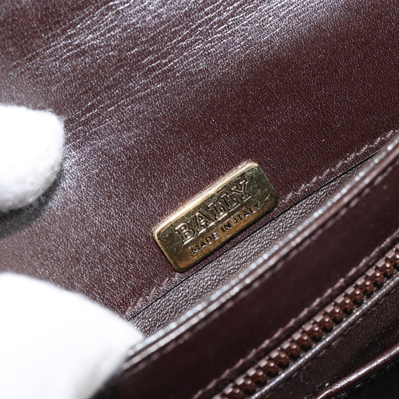 BALLY Hand Bag Leather Brown Gold Auth 154579