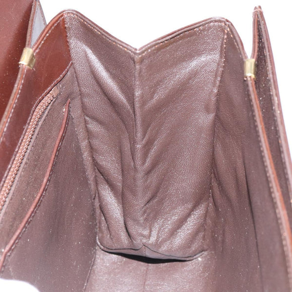 BALLY Hand Bag Leather Brown Gold Auth 154579