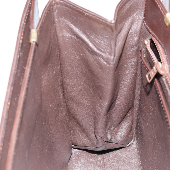 BALLY Hand Bag Leather Brown Gold Auth 154579