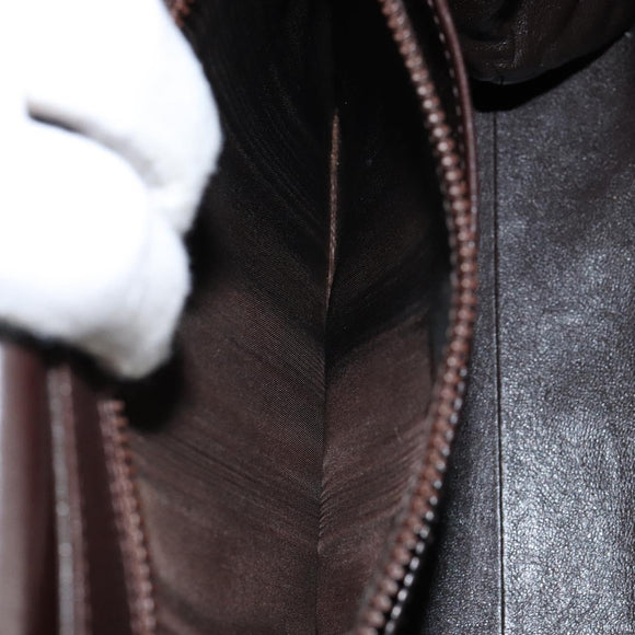 BALLY Hand Bag Leather Brown Gold Auth 154579