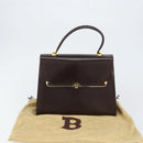 BALLY Hand Bag Leather Brown Gold Auth 154579-12