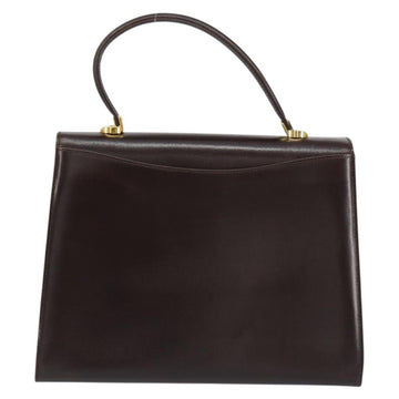 BALLY Hand Bag Leather Brown Gold Auth 154579 - 0
