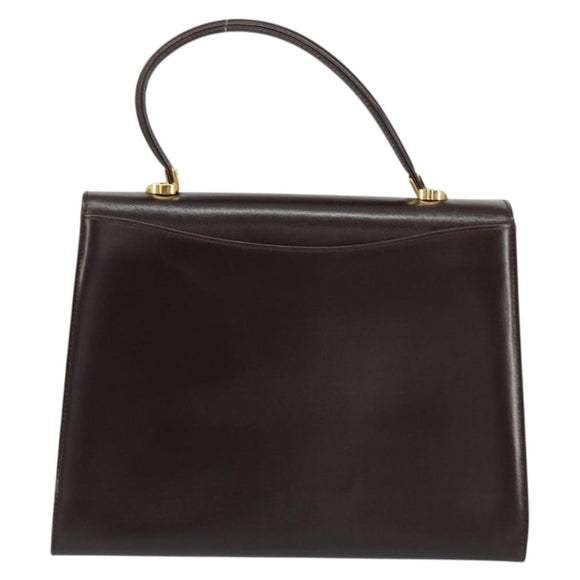 BALLY Hand Bag Leather Brown Gold Auth 154579