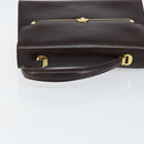 BALLY Hand Bag Leather Brown Gold Auth 154579-7