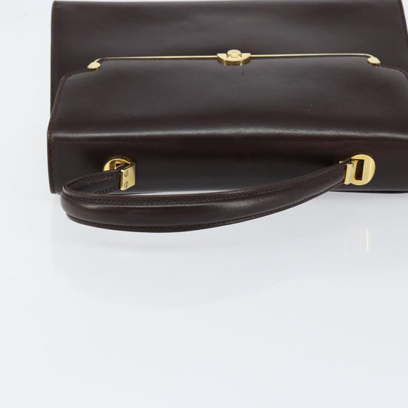 BALLY Hand Bag Leather Brown Gold Auth 154579