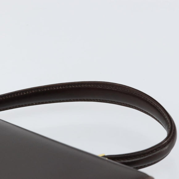 BALLY Hand Bag Leather Brown Gold Auth 154579