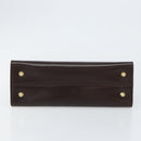 BALLY Hand Bag Leather Brown Gold Auth 154579-5