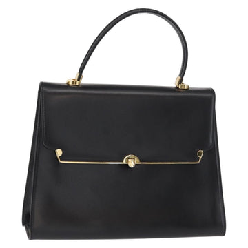 BALLY Hand Bag Leather Black Gold Auth 154580