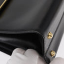 BALLY Hand Bag Leather Black Gold Auth 154580-8