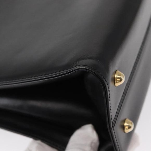 BALLY Hand Bag Leather Black Gold Auth 154580