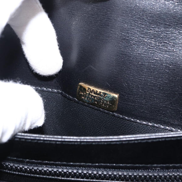 BALLY Hand Bag Leather Black Gold Auth 154580