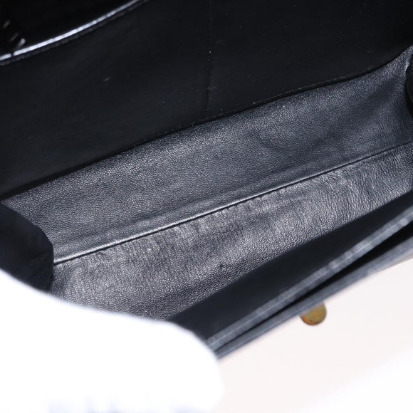 BALLY Hand Bag Leather Black Gold Auth 154580