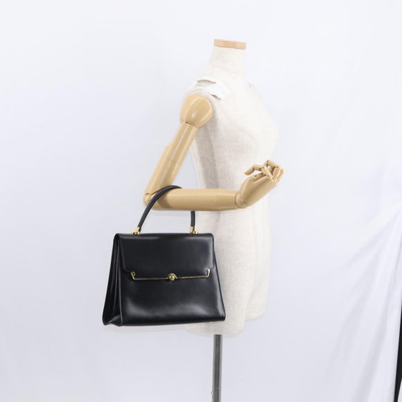 BALLY Hand Bag Leather Black Gold Auth 154580