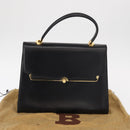 BALLY Hand Bag Leather Black Gold Auth 154580-12