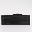 BALLY Hand Bag Leather Black Gold Auth 154580-5