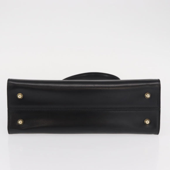 BALLY Hand Bag Leather Black Gold Auth 154580